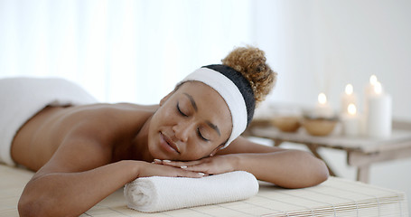 Image showing Happy Girl Relaxing In Spa Salon