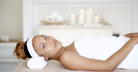 Image showing Woman Is Resting On Spa Bed