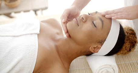 Image showing Woman Getting A Face Massage