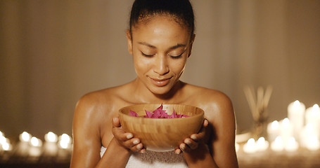 Image showing Young Woman And Aromatherapy