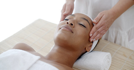 Image showing Massage Of Face For Woman In Spa Salon