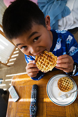 Image showing Waffles for breakfast