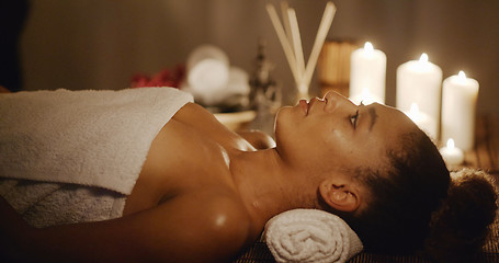 Image showing Woman Getting Relaxing In The Spa Salon