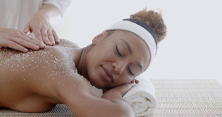 Image showing Female Getting A Salt Scrub Treatment