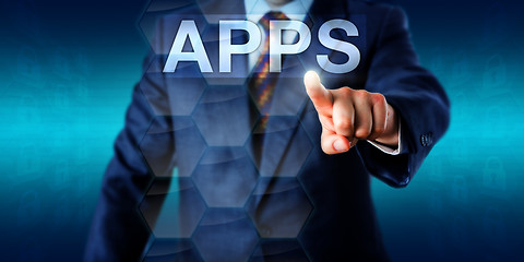 Image showing Entrepreneur Touching The Word APPS In Cyberspace