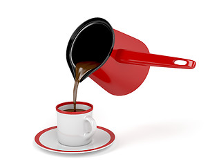 Image showing Pouring coffee
