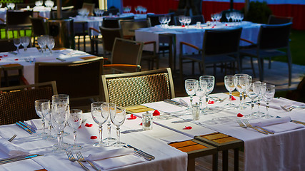 Image showing table setup in outdoor cafe