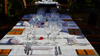 Image showing table setup in outdoor cafe