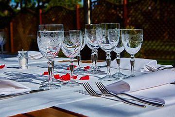 Image showing table setup in outdoor cafe