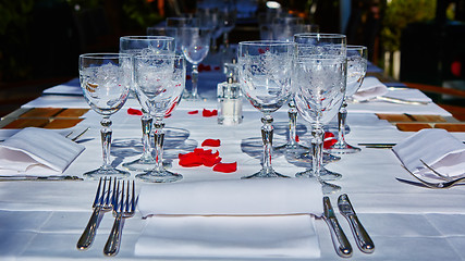 Image showing table setup in outdoor cafe