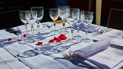 Image showing table setup in outdoor cafe