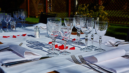 Image showing table setup in outdoor cafe