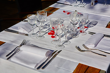 Image showing table setup in outdoor cafe