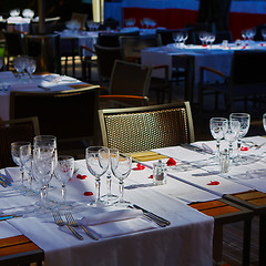 Image showing table setup in outdoor cafe