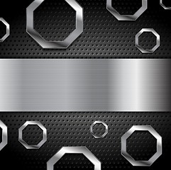 Image showing Abstract metal background with octagons