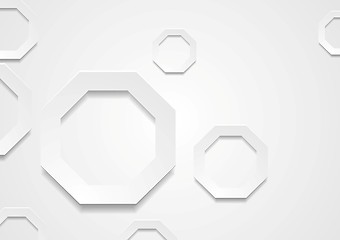 Image showing Geometric background with grey paper octagons