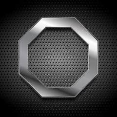 Image showing Metal octagon logo on perforated background