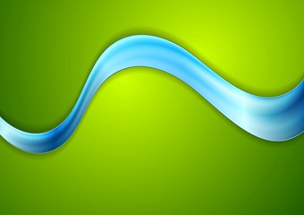 Image showing Blue smooth wave on green background