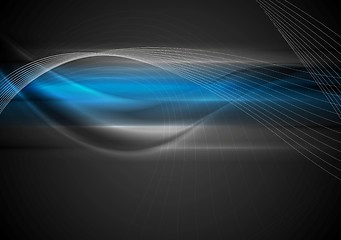 Image showing Dark abstract wavy background