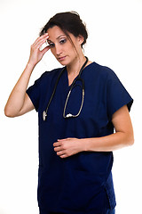 Image showing Nurse with a headache