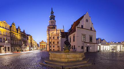 Image showing Night view of Poznan Old Market Square in western Poland.