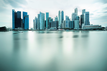 Image showing Backlit city skyline