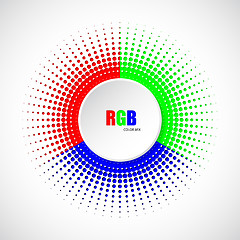 Image showing Abstract rgb halftone background with 3d button