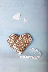 Image showing Homemade white and blue card for Valentine\'s Day