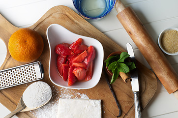 Image showing Preparing Strawberry Pastry