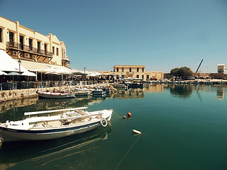 Image showing A view of the port , the town of Rethymno, Crete, Greece.