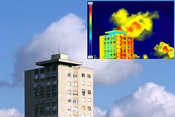 Image showing Infrared and real image on Residential building