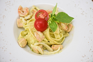 Image showing fettuccini with seafood 