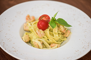 Image showing fettuccini with seafood 