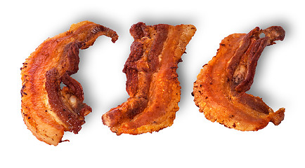 Image showing Slices of bacon grilled rotated