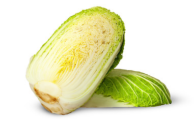 Image showing Two half Chinese cabbage on each other