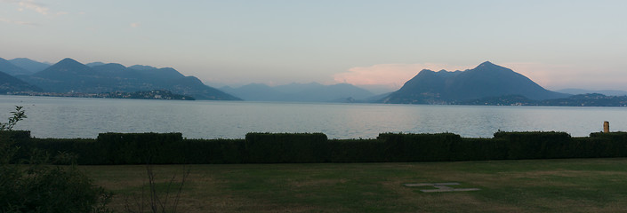 Image showing Sunset on Italy lake