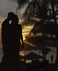 Image showing Lovers on an a tropical beach