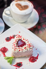 Image showing heart-shaped valentine cake