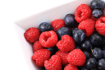 Image showing raspberries and blueberries background