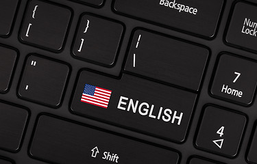 Image showing Enter button with flag USA - Concept of language