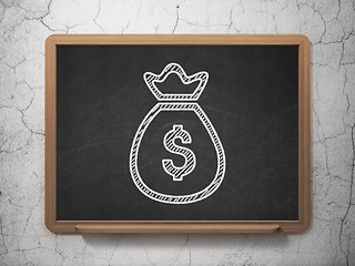 Image showing Banking concept: Money Bag on chalkboard background