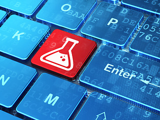 Image showing Science concept: Flask on computer keyboard background