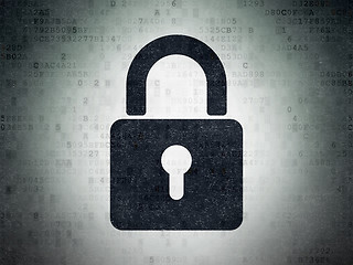 Image showing Security concept: Closed Padlock on Digital Paper background