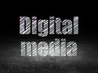 Image showing Advertising concept: Digital Media in grunge dark room