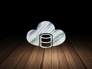 Image showing Software concept: Database With Cloud in grunge dark room