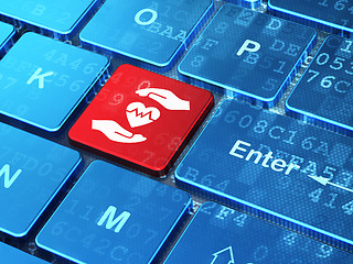 Image showing Insurance concept: Heart And Palm on computer keyboard background