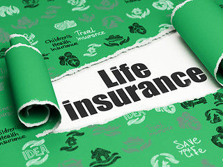 Image showing Insurance concept: black text Life Insurance under the piece of  torn paper