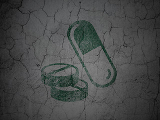 Image showing Medicine concept: Pills on grunge wall background