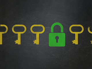 Image showing Protection concept: closed padlock icon on School Board background