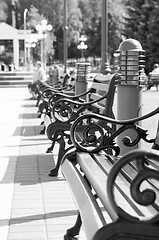 Image showing benches stand in a row